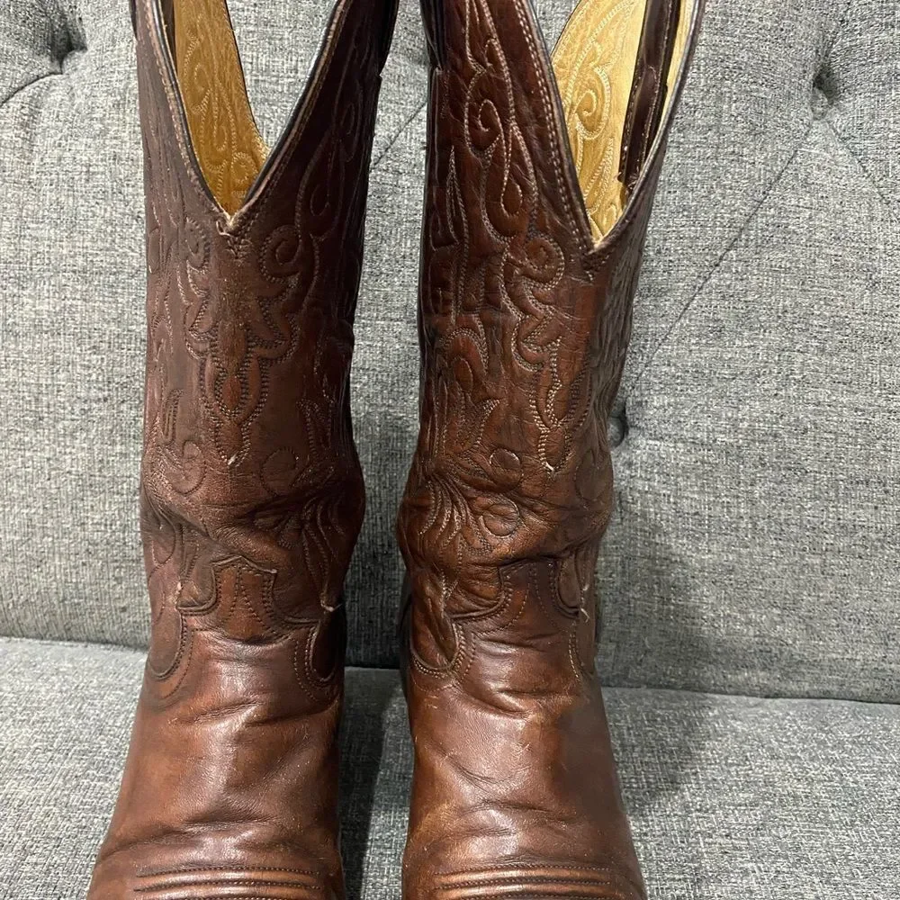 Justin Boots Embossed Brown Western Boots